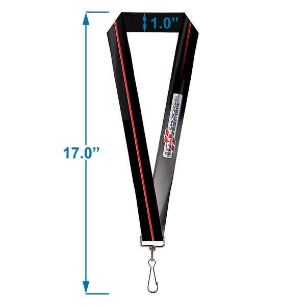 Buckle-Down Lanyard - 1.0" - Dodge 100th Anniversary Rhombus Stripe Black-Gray Swirl Red