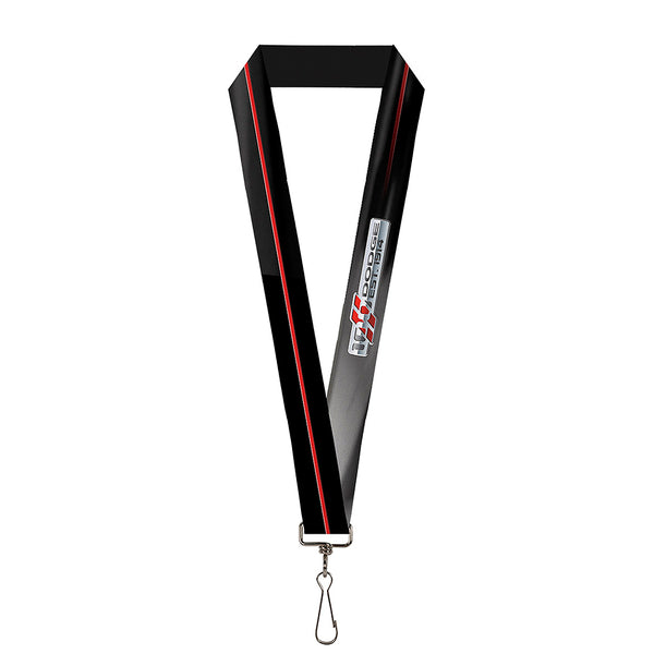Buckle-Down Lanyard - 1.0" - Dodge 100th Anniversary Rhombus Stripe Black-Gray Swirl Red