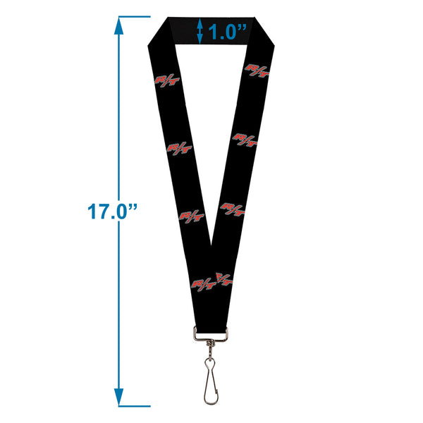 Buckle-Down Lanyard - 1.0" - Dodge Challenger R T Emblem Repeat Black White Red