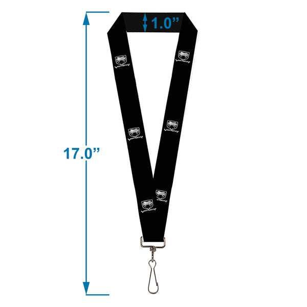Buckle-Down Lanyard - 1.0" - Dodge Viper Black Silver Logo REPEAT