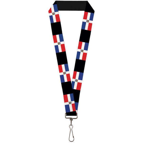 Buckle-Down Lanyard - 1.0" - Dominican Republic Flags Black