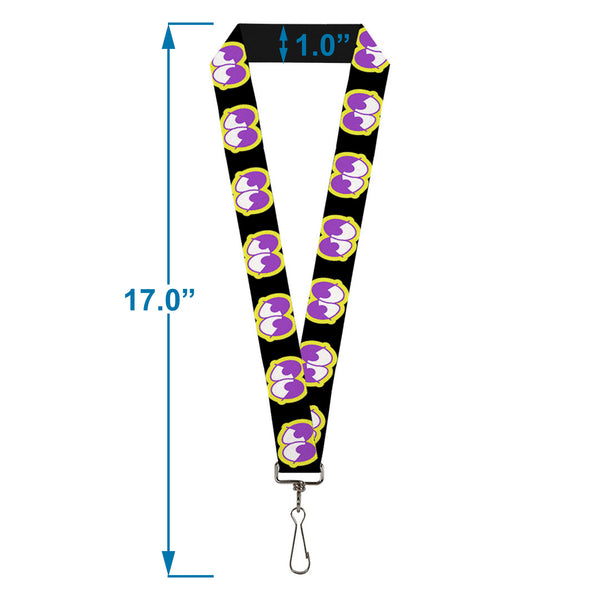 Buckle-Down Lanyard - 1.0" - Dopey Eyes Black Yellow Purple
