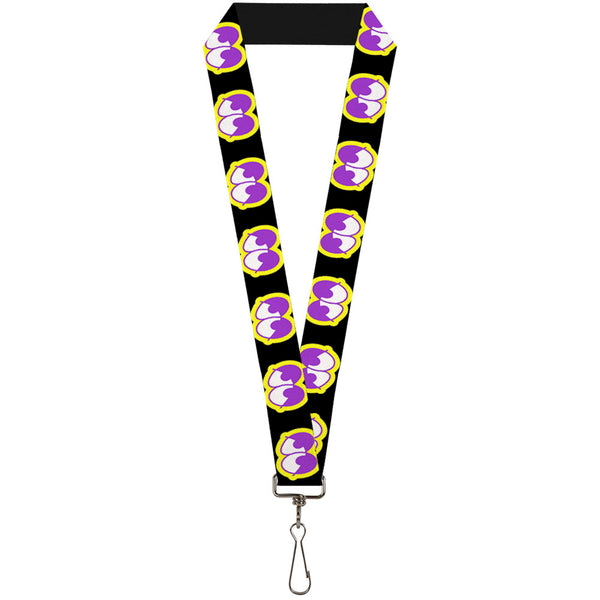 Buckle-Down Lanyard - 1.0" - Dopey Eyes Black Yellow Purple