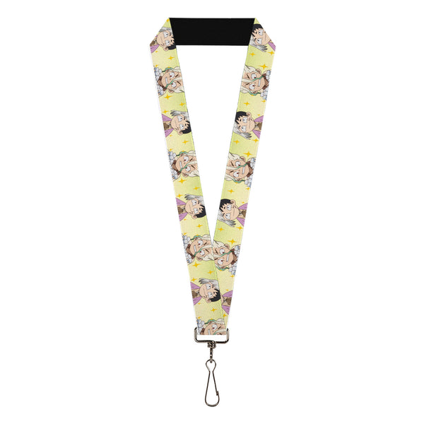 Buckle-Down Lanyard - 1.0" - Dr. Stone Chibi Senku and Gen Faces Stars Yellows