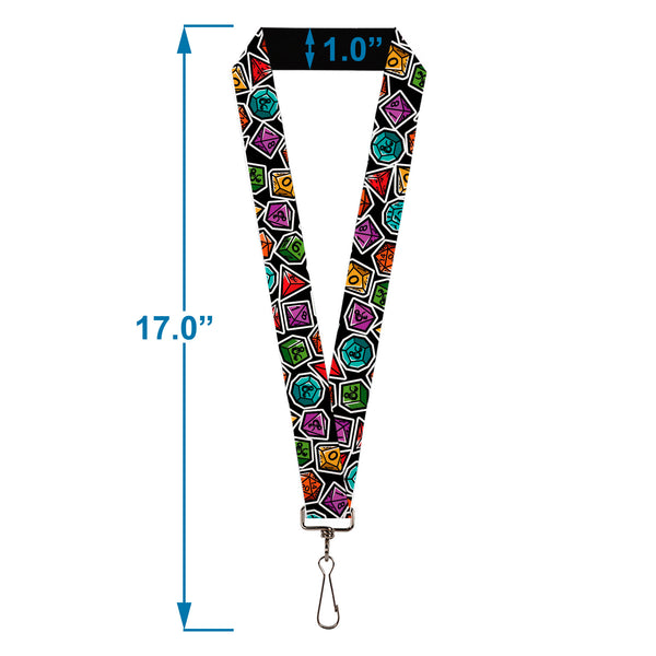 Buckle-Down Lanyard - 1.0" - Dungeons & Dragons Dice Collage Black/Multi Color