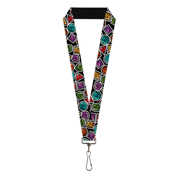 Buckle-Down Lanyard - 1.0" - Dungeons & Dragons Dice Collage Black/Multi Color