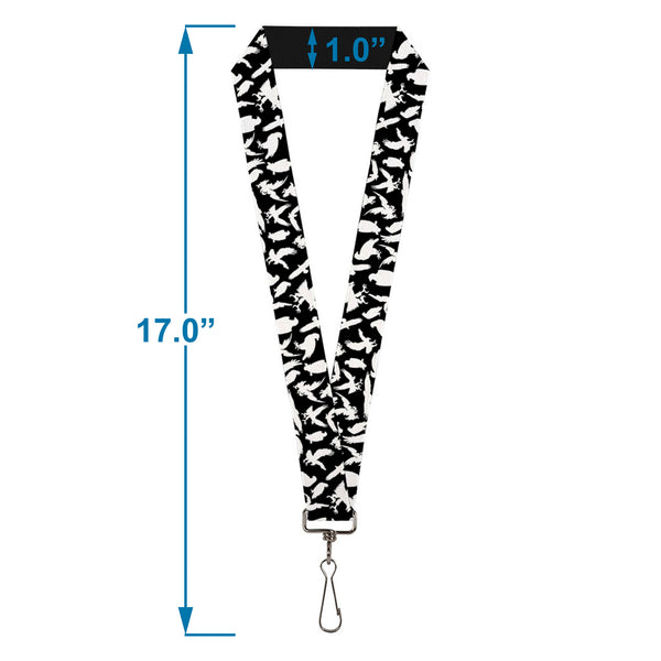 Buckle-Down Lanyard - 1.0" - Eagle Silhouettes Scattered Black White