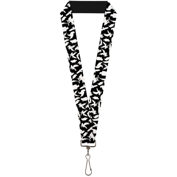 Buckle-Down Lanyard - 1.0" - Eagle Silhouettes Scattered Black White