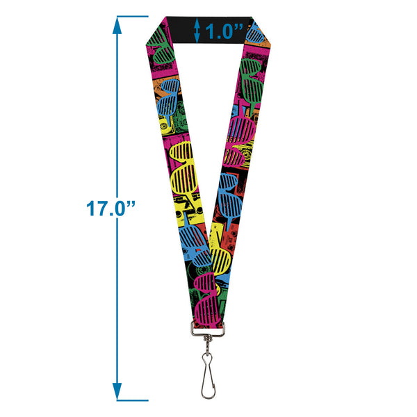 Buckle-Down Lanyard - 1.0" - Eighties Shades Tapes Black Neon