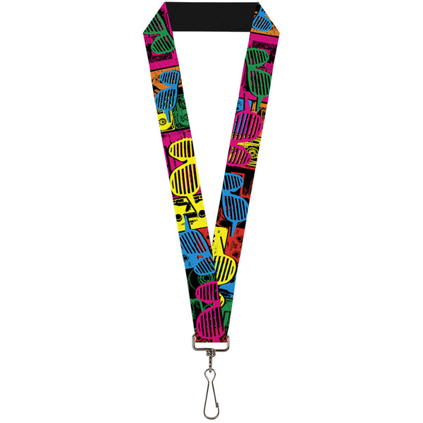 Buckle-Down Lanyard - 1.0" - Eighties Shades Tapes Black Neon