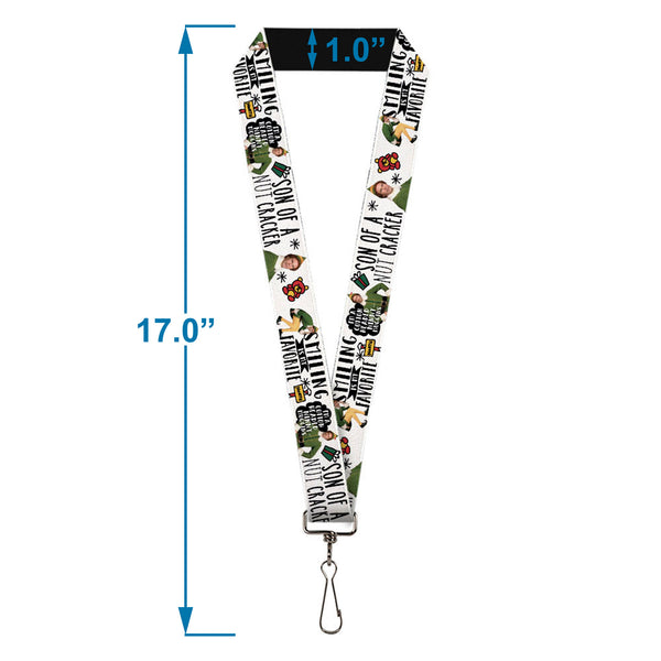 Buckle-Down Lanyard - 1.0" - Elf Buddy The Elf Poses And Quotes Doodle White