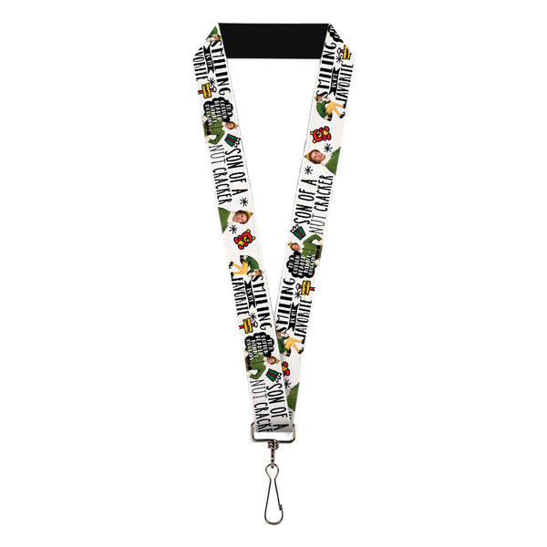 Buckle-Down Lanyard - 1.0" - Elf Buddy the Elf Poses and Quotes Doodle White