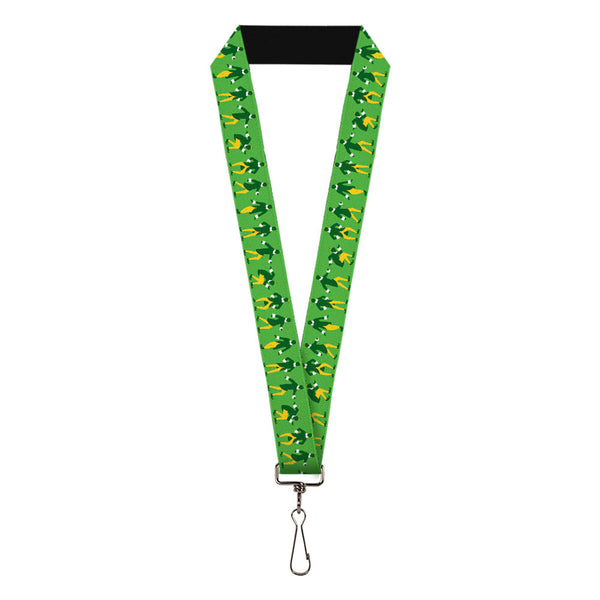 Buckle-Down Lanyard - 1.0" - Elf Buddy the Elf Silhouette Poses Greens White Yellow