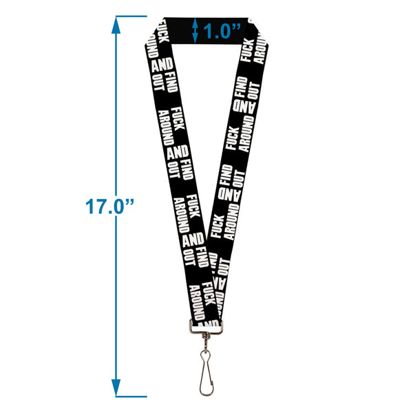 Buckle-Down Lanyard - 1.0" - FAFO FUCK AROUND AND FIND OUT Bold Black White