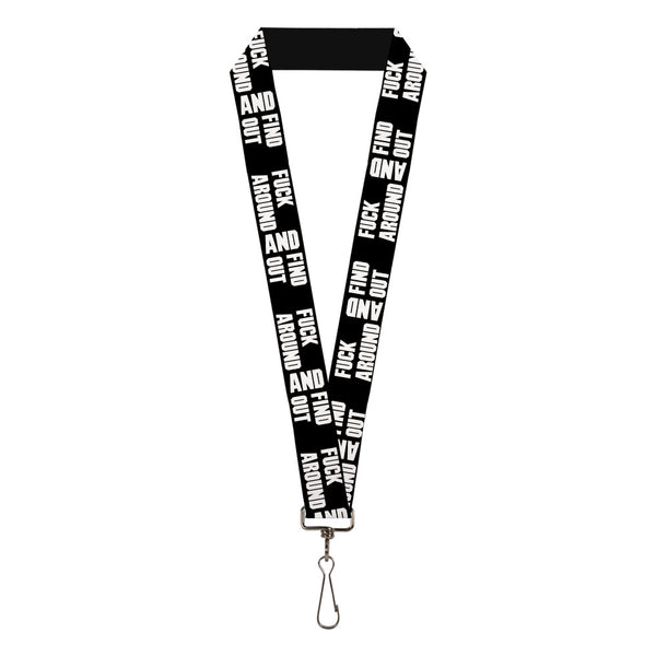 Buckle-Down Lanyard - 1.0" - FAFO FUCK AROUND AND FIND OUT Bold Black White