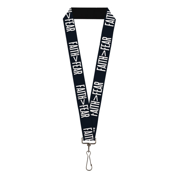 Buckle-Down Lanyard - 1.0" - FAITH Greater Than FEAR Navy Blue White