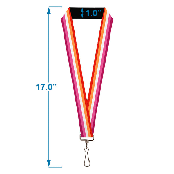 Buckle-Down Lanyard - 1.0" - Flag Lesbian Five Stripe Oranges White Pinks