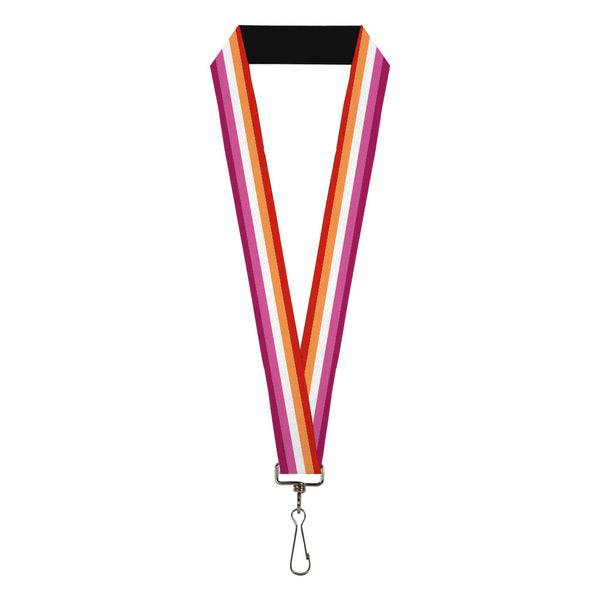 Buckle-Down Lanyard - 1.0" - Flag Lesbian Five Stripe Oranges White Pinks
