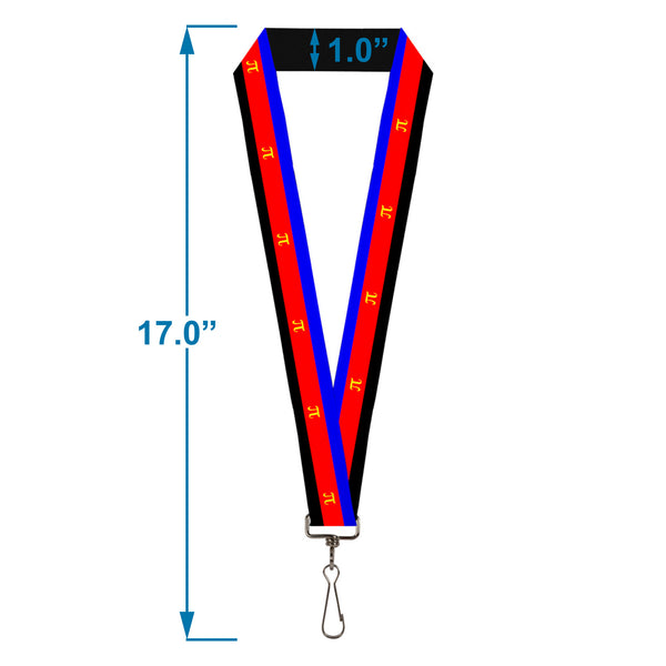 Buckle-Down Lanyard - 1.0" - Flag Polyamorous Pi Symbol Blue Red Black Yellow