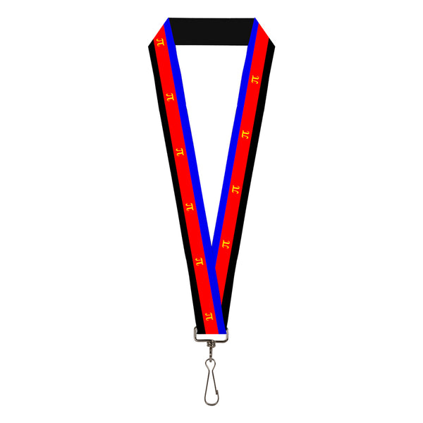 Buckle-Down Lanyard - 1.0" - Flag Polyamorous Pi Symbol Blue Red Black Yellow