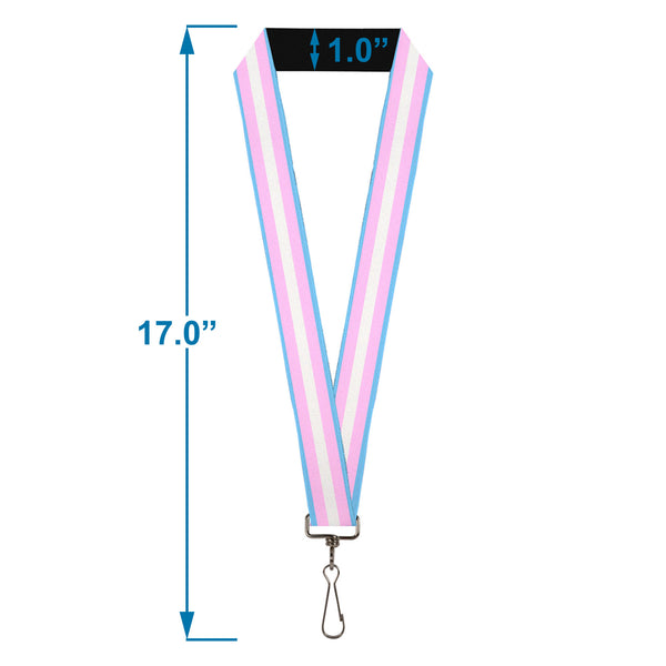 Buckle-Down Lanyard - 1.0" - Flag Transgender Baby Blue Baby Pink White