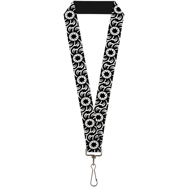 Buckle-Down Lanyard - 1.0" - Floral Pinwheel Black White