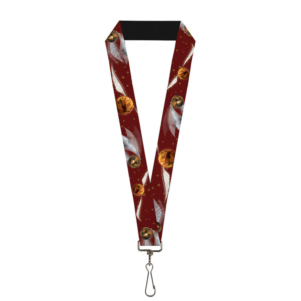 Buckle-Down Lanyard - 1.0" - Flying Quidditch Ball Stars Burgundy Gold