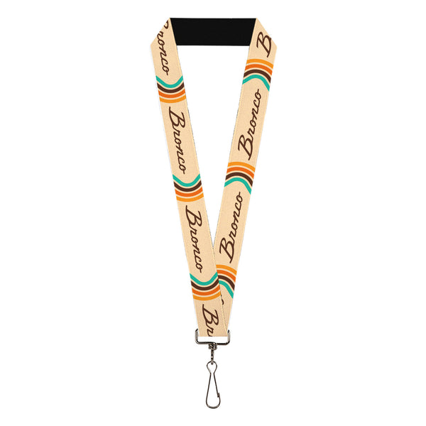 Buckle-Down Lanyard - 1.0" - Ford BRONCO Script Beige/Brown/Blue/Orange
