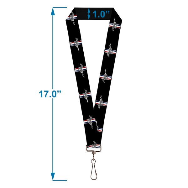 Buckle-Down Lanyard - 1.0" - Ford Mustang W Bars Logo REPEAT