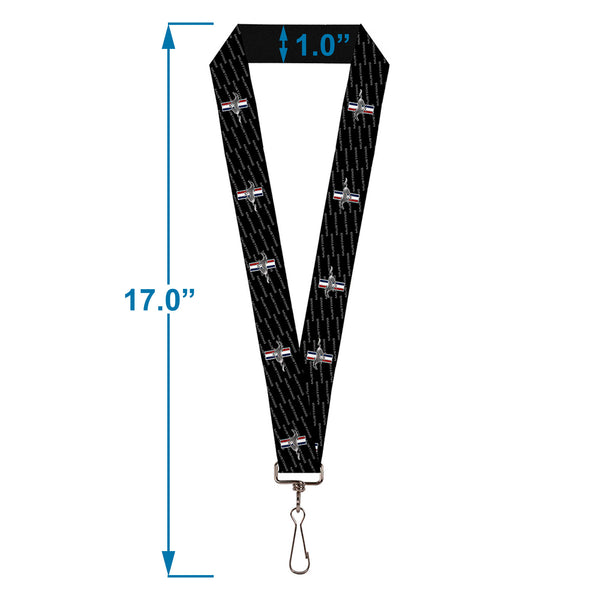 Buckle-Down Lanyard - 1.0" - Ford Mustang W Bars REPEAT W Text