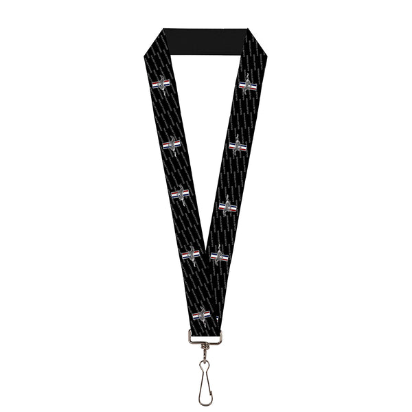 Buckle-Down Lanyard - 1.0" - Ford Mustang w Bars REPEAT w Text