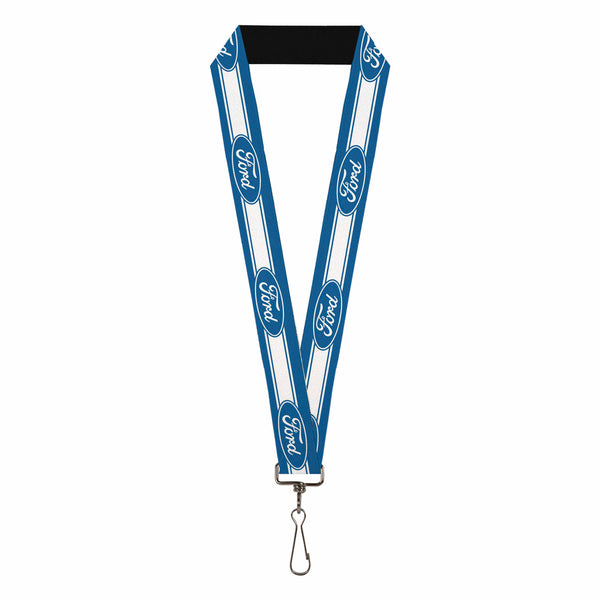 Buckle-Down Lanyard - 1.0" - Ford Oval 5-Stripe Blue White