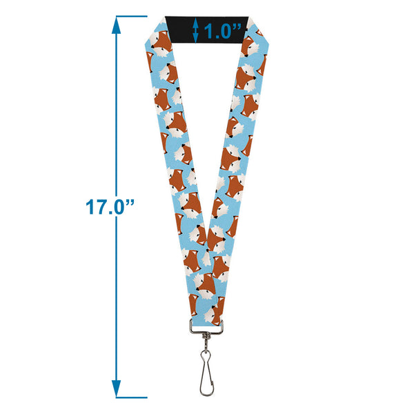 Buckle-Down Lanyard - 1.0" - Fox Face Scattered Sky Blue