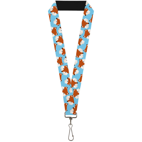 Buckle-Down Lanyard - 1.0" - Fox Face Scattered Sky Blue