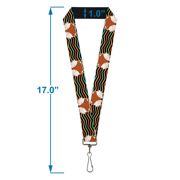 Buckle-Down Lanyard - 1.0" - Fox Face Stripes Black Multi Color