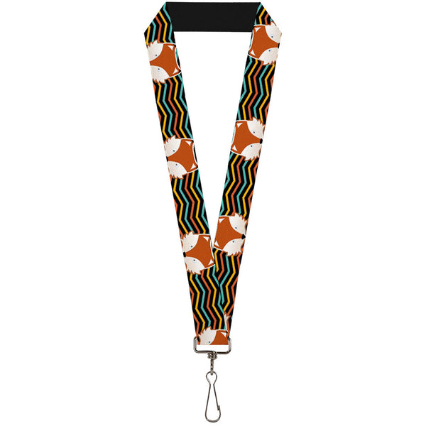 Buckle-Down Lanyard - 1.0" - Fox Face Stripes Black Multi Color