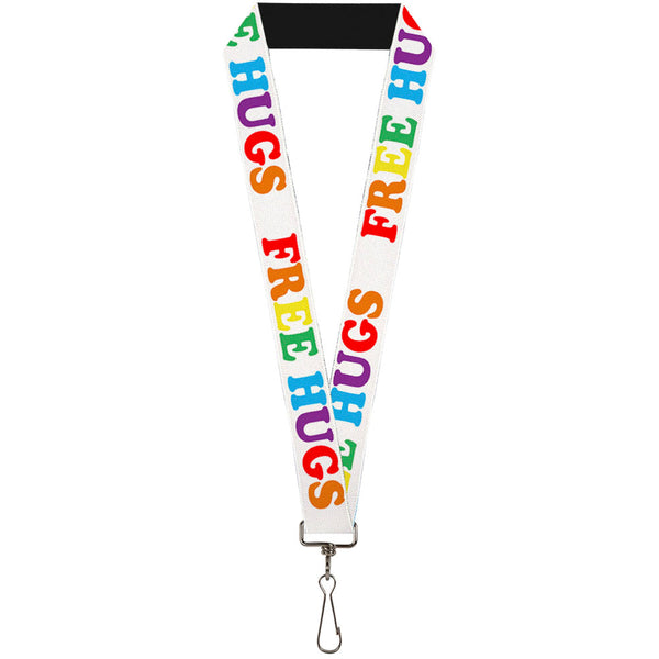 Buckle-Down Lanyard - 1.0" - FREE HUGS White Multi Color