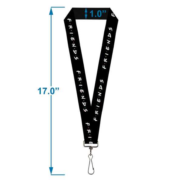 Buckle-Down Lanyard - 1.0" - FRIENDS Logo Black White Multi Color