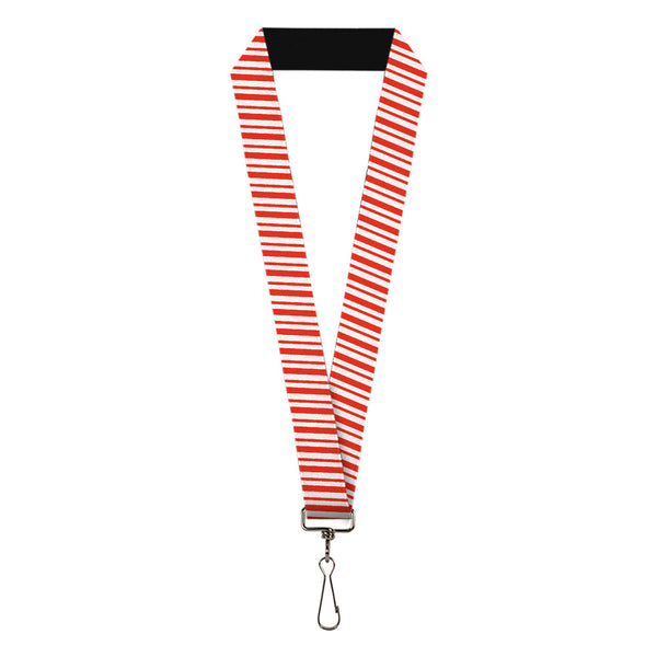 Buckle-Down Lanyard - 1.0" - Frosty the Snowman Candy Cane Stripe Red White