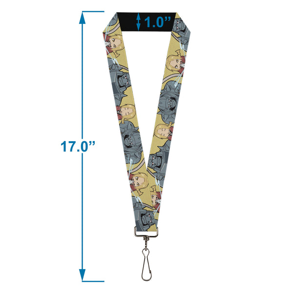 Buckle-Down Lanyard - 1.0" - Fullmetal Alchemist Brotherhood Chibi Elric Brothers Pose Yellow