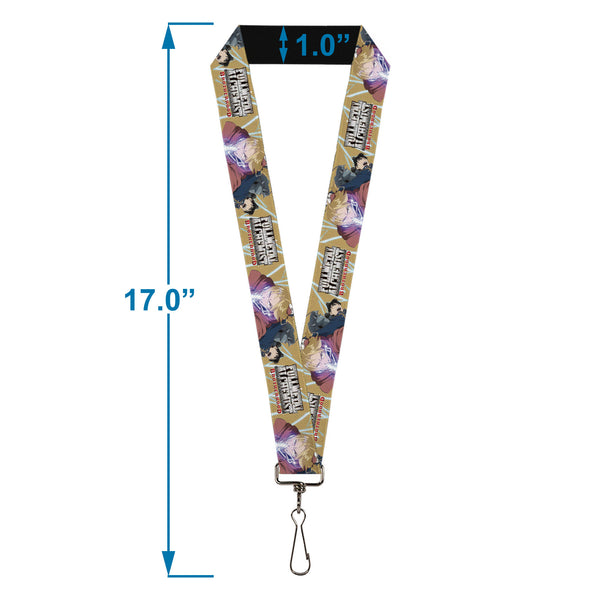 Buckle-Down Lanyard - 1.0" - Fullmetal Alchemist Brotherhood Elric Brothers And Roy Mustang Pose Yellows