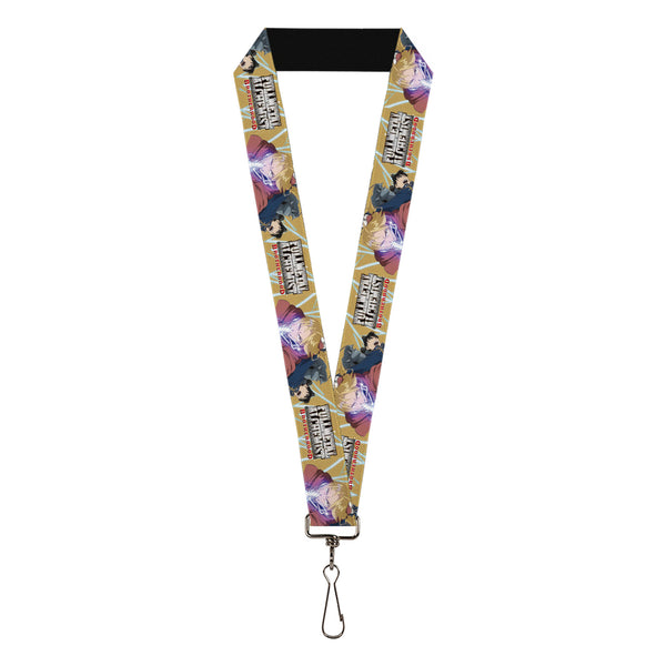 Buckle-Down Lanyard - 1.0" - Fullmetal Alchemist Brotherhood Elric Brothers and Roy Mustang Pose Yellows
