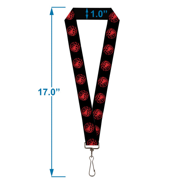 Buckle-Down Lanyard - 1.0" - Game Of Thrones House Of Targaryen Sigil Black/Red