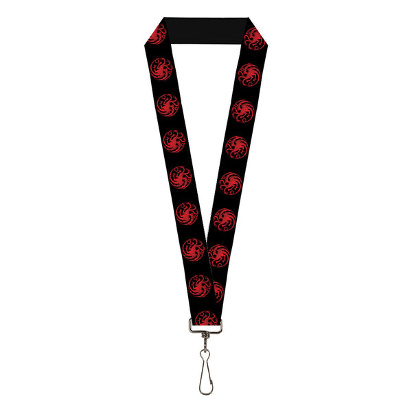 Buckle-Down Lanyard - 1.0" - Game of Thrones House of Targaryen Sigil Black/Red