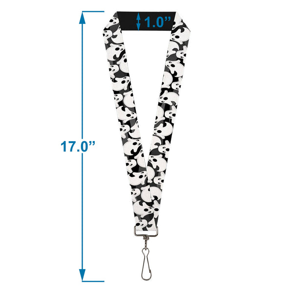 Buckle-Down Lanyard - 1.0" - Ghosts Scattered Black White