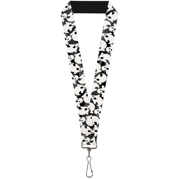 Buckle-Down Lanyard - 1.0" - Ghosts Scattered Black White