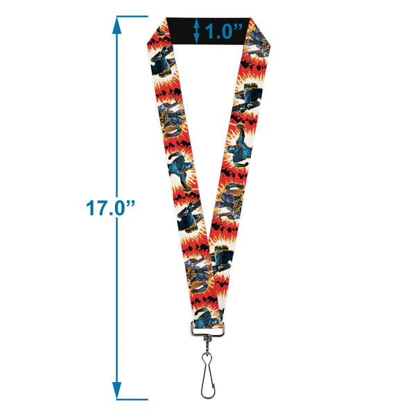 Buckle-Down Lanyard - 1.0" - GI Joe Retro Footloose Flash Air Tight Character File Card Explosion Poses