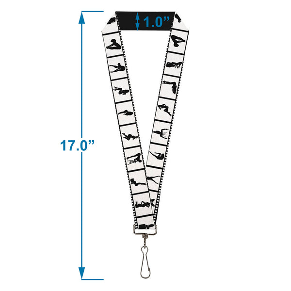 Buckle-Down Lanyard - 1.0" - Girls Posing Film Strip White Black