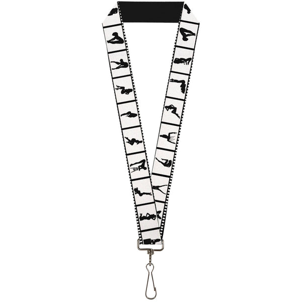 Buckle-Down Lanyard - 1.0" - Girls Posing Film Strip White Black