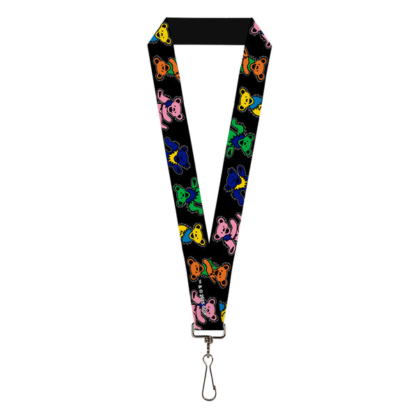 Buckle-Down Lanyard - 1.0" - Grateful Dead Dancing Bears Close-Up Black/Multi Color